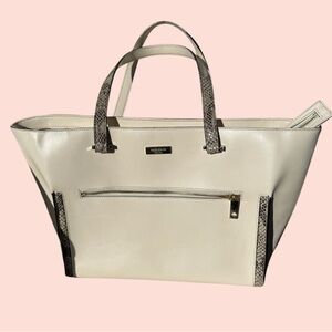 Kate Spade Cream/Snake Print Large Tote Bag
